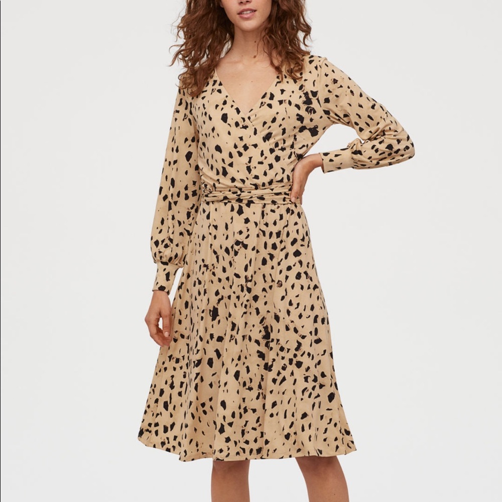 Animal print wrap front dress